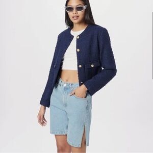 NWT ABERCROMBIE & FITCH NAVY TWEED JACKET